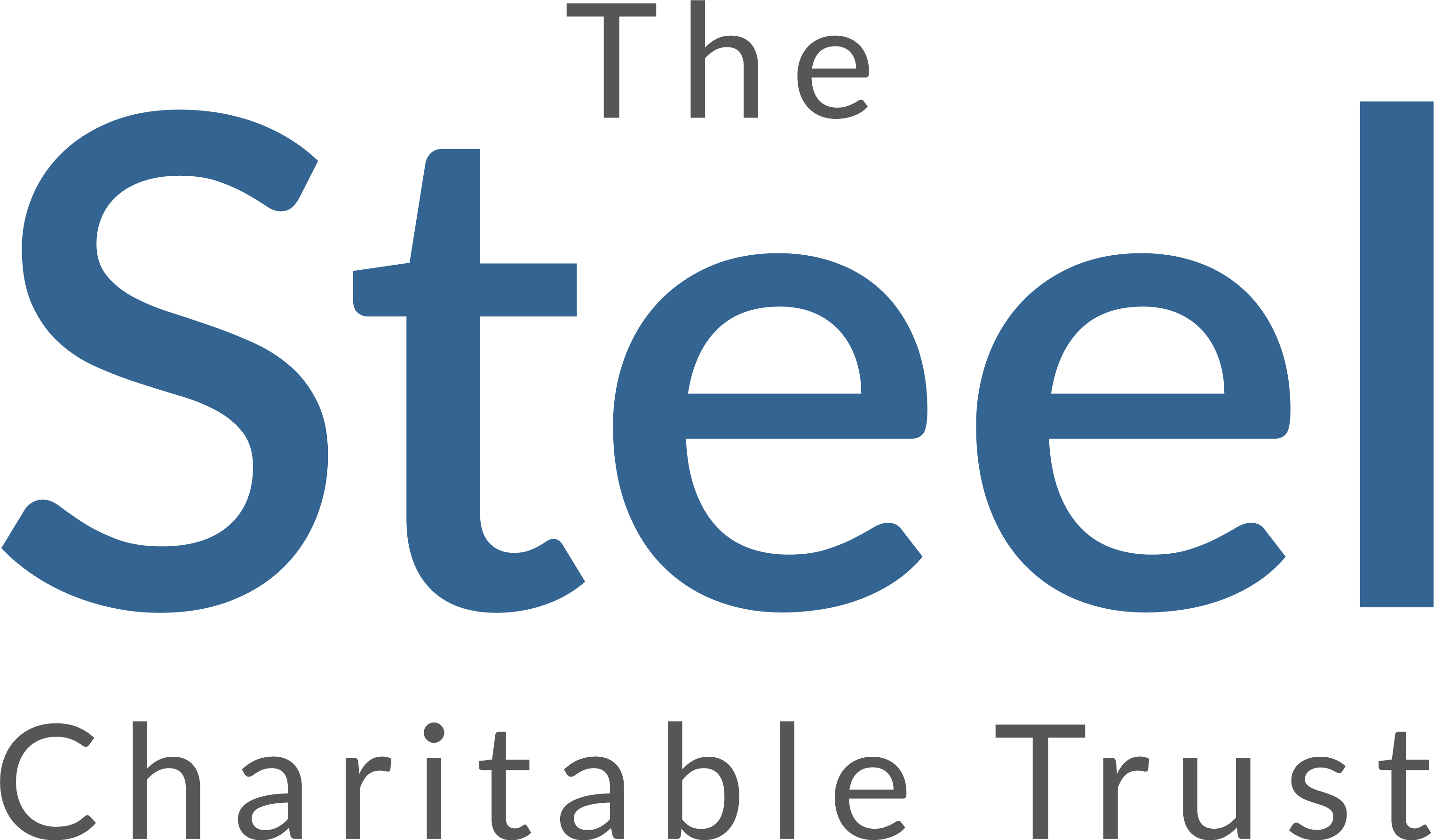 Logo of The Steel Charitable Trust with the word "Steel" in large blue letters and "The" and "Charitable Trust" in smaller gray letters.
