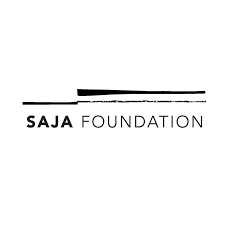 The logo of the Saja Foundation, featuring the foundation’s name in black text with a horizontal line above it.