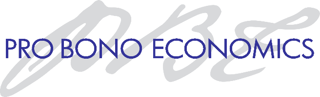 Logo for Pro Bono Economics featuring the organization's name in blue and grey script text.