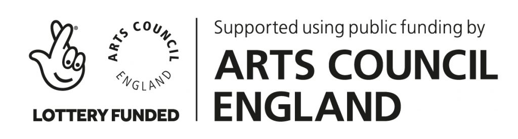 A logo for Arts Council England indicating that a project is lottery funded and supported using public funding.