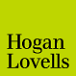 A square logo with a lime-green background featuring "Hogan Lovells" in black text.